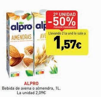 Hiperber Alpro bebida de avena o almendra oferta