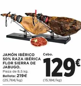 El Corte Inglés Jamón ibérico 50% raza ibérica flor sierra de jabugo oferta