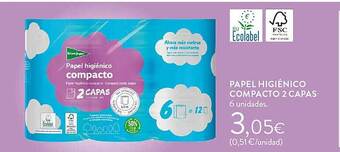 Hipercor Papel higiénico compacto 2 capas oferta