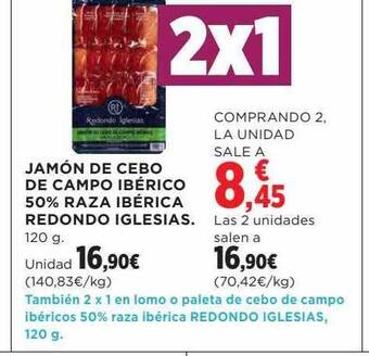 El Corte Inglés Jamón de cebo de campo ibérico 50% raza ibérica redondo iglesias oferta
