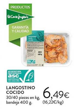 Hipercor Langostino cocido oferta