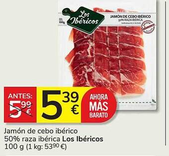 Consum Jamón de cebo ibérico 50% raza ibérica los ibéricos oferta