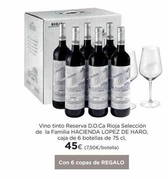 El Corte Inglés Vino tinto reserva d.o.ca. rioja selección de la familia hacienda lopez de haro oferta
