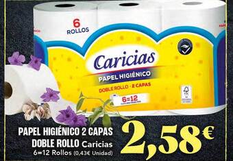 Gadis Papel higiénico 2 capas doble rollo caricias oferta