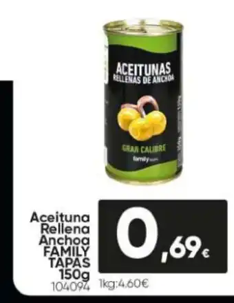 Family Cash Aceituna Rellena Anchoa Family Tapas 150g oferta