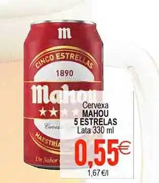 Plenus Supermercados Cervexa mahou 5 estrelas oferta