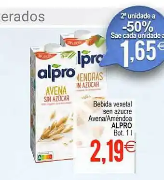 Plenus Supermercados Bebida vexetal sen azucre avena améndoa alpro oferta