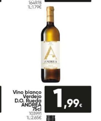 Family Cash Vino Blanco Verdejo D.O.Rueda Andrea 75cl oferta