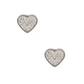 Claire's Silver titanium crystal heart stud earrings - white oferta