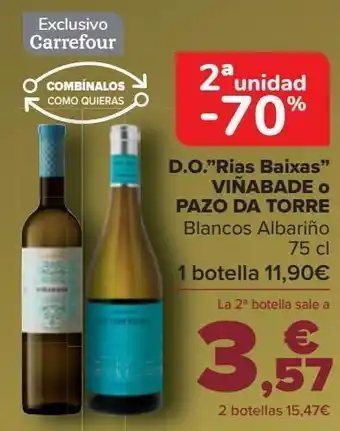 Carrefour D.o. ''rias baixas'' viñabade o pazo da torre blancos albariño oferta