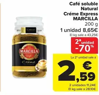 Carrefour Café soluble natural créme express marcilla oferta