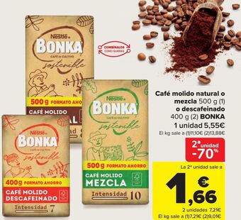 Carrefour Café molido natural o mezcla o descafeinado bonka oferta