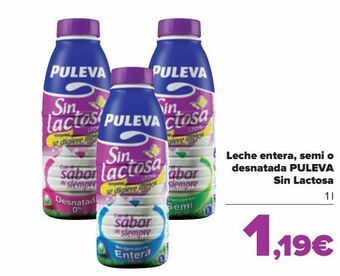 Carrefour Leche entera, semi o desnatada puleva sin lactosa oferta
