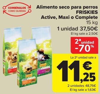 Carrefour Alimento seco para perros friskies active, maxi o complete oferta