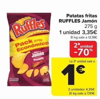 Carrefour Patatas fritas ruffles jamón oferta