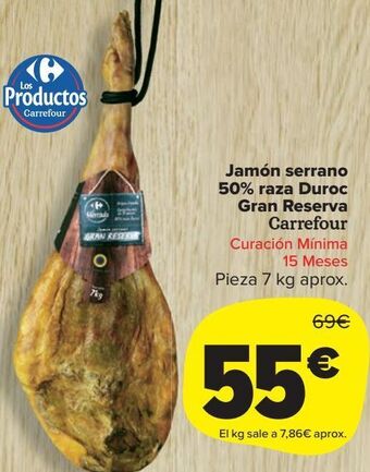 Carrefour Market Jamón serrano 50% raza duroc gran reserva carrefour oferta