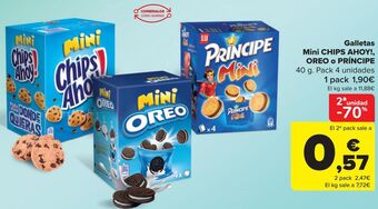 Carrefour Galletas mini chips ahoy! oreo o principe oferta