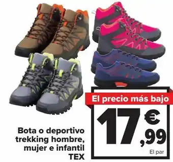 Carrefour Bota o deportivo trekking hombre mujer e infantil tex oferta
