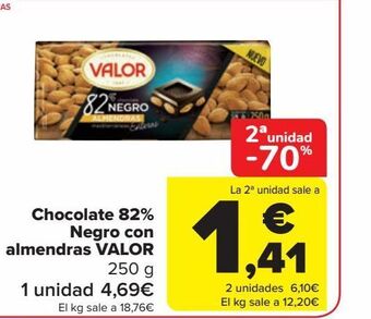 Carrefour Chocolate 82% negro con almendras valor oferta