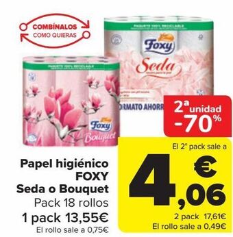 Carrefour Papel higiénico foxy seda o bouquet oferta