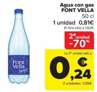 Carrefour Agua con gas font vella oferta