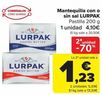 Carrefour Mantequilla con o sin sal lurpak oferta