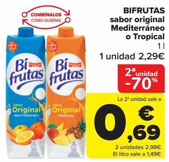 Carrefour Bifrutas sabor original mediterráneo o tropical oferta