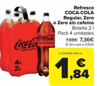Carrefour Refresco coca-cola regular, zero o zero sin cafeína oferta
