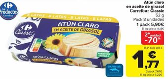 Carrefour Atún claro en aceite de girasol carrefour classic oferta