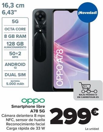 Carrefour Oppo smartphone libre a78 5g oferta