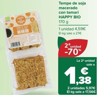 Carrefour Tempe de soja macerado con tamari happy bio oferta