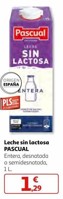 Alcampo Leche sin lactosa pascual oferta