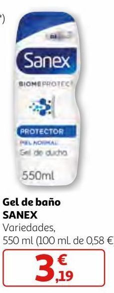 Alcampo Gel de baño sanex oferta