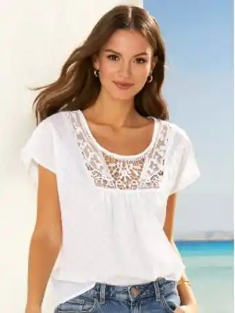 Venca Blusa manga corta con canesú de guipur oferta
