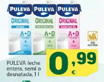 HiperDino Leche entera, semi o desnatada puleva oferta