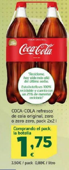 HiperDino Refresco de cola original, zero o zero zero coca-cola oferta