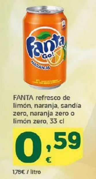 HiperDino Refresco de limon, naranja, sandia zero, naranja zero o limon zero fanta oferta