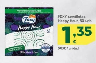 HiperDino Servilletas happy hour, 50 uds foxy oferta