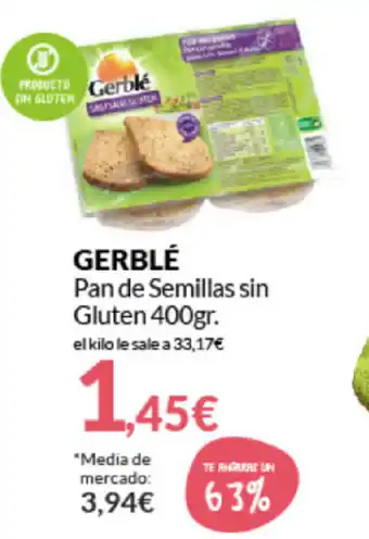 PrimaPrix Gerblé Pan de Semillas sin Gluten 400gr. oferta