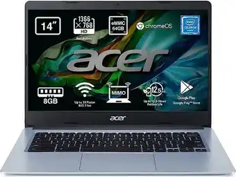 Amazon Acer chromebook 314 cb314-1h - ordenador portátil 14" hd led (intel celeron n4020, 8gb ram, 64gb emmc, intel uhd graphics ... oferta