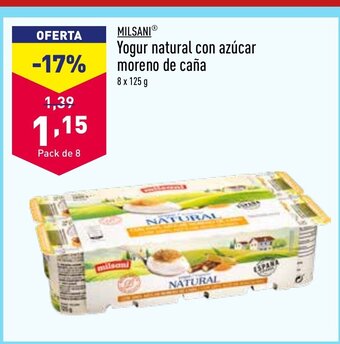 ALDI Milsani Yogur Natural Con Azúcar Moreno De Caña oferta