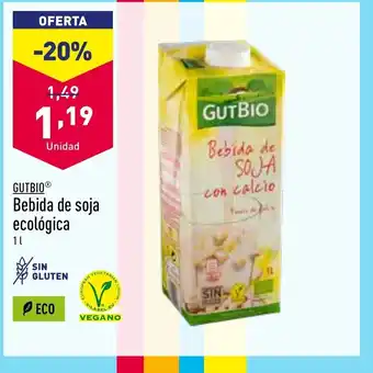 ALDI Gutbio Bebida De Soja Ecológica oferta
