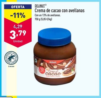 ALDI Delinut Crema de Cacao Con Avellanas oferta