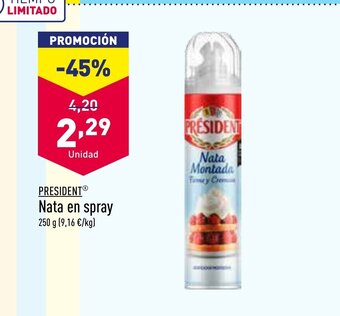 ALDI President Nata en Spray oferta