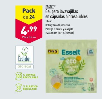 ALDI Esselt Gel Para Lavavajillas En Cápsulas Hidrosolubles oferta