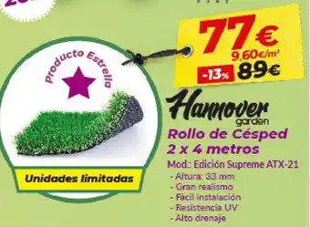 Embargos a lo bestia Hannover garden Rollo de Césped 2 x 4 metros Edición Supreme ATX-21 oferta