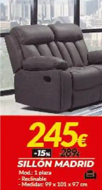 Sillón Madrid 1 plaza 99 x 101 x 97 cm