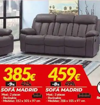 Sofá Madrid 2 plazas 152 x 101 x 97 cm