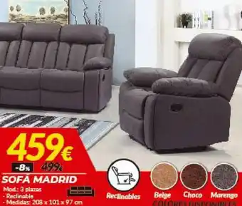 Embargos a lo bestia Sofá Madrid 3 plazas 208 x 101 x 97 cm oferta