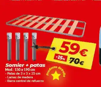 Embargos a lo bestia Somier + patas 150 x 190 cm 3 x 3 x 25 cm oferta